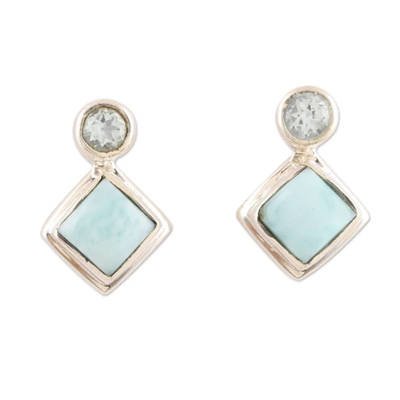 Drop Earrings for Casual Outfit -NOVICA Harmony in Blue, Blue topaz and larimar drop earrings - 0.4*0.6