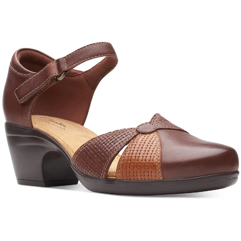 Waterproof sandals for women with durable straps and slip-resistant soles-Clarks Womens Emily Rae Round Toe Leather Heels