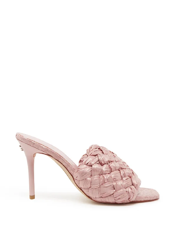 Fashionable sandals for women with ankle straps and chic metallic finishes-Pink Byanna Woven Sandal Heels