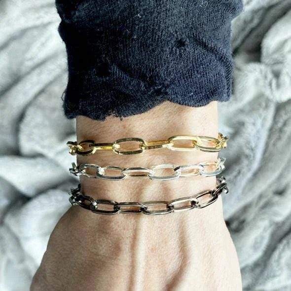 Bangles with faceted garnet for deep shine -Favorite Paperclip Bracelet