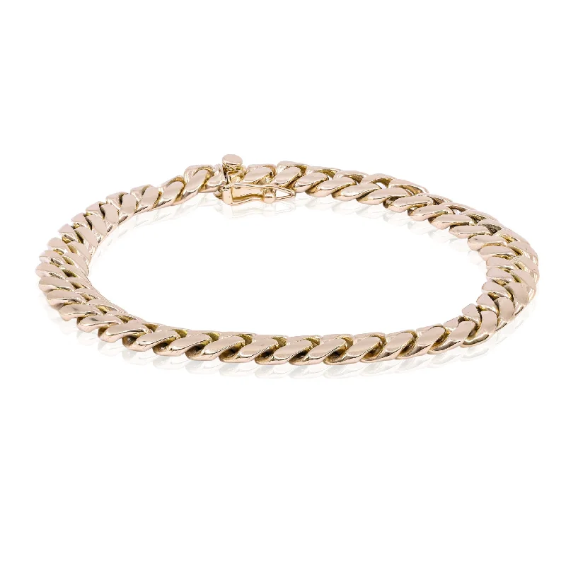 Bracelets with hematite for sleek metallic sheen -14K YELLOW GOLD ROUNDED CURB LINK BRACELET