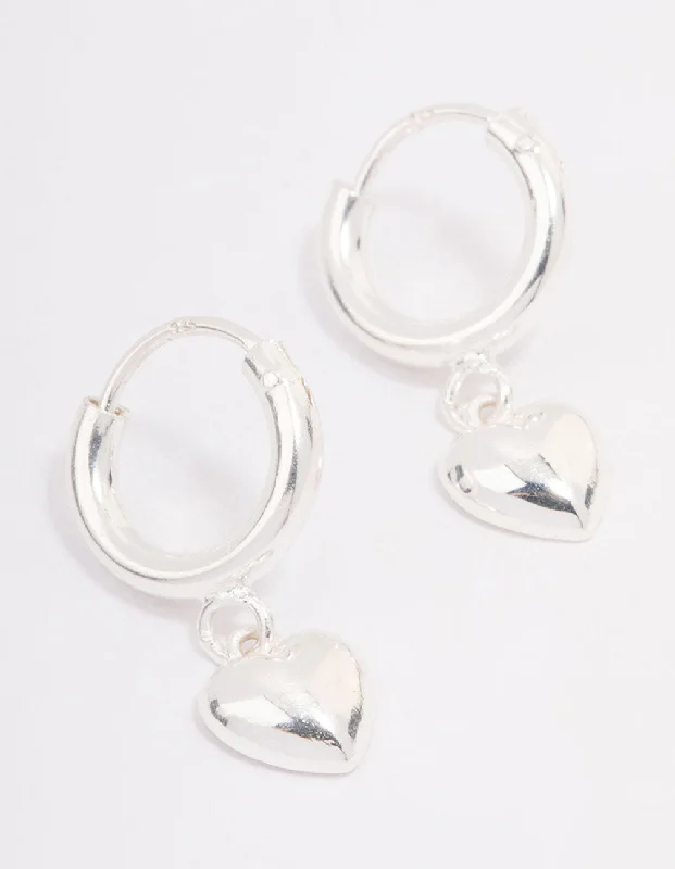 Small Drop Earrings for Delicate -Lovisa - Sterling Silver Chubby Heart Hoop Earrings I Hypoallergenic I Classic and Stylish I Perfect for Daily Wear I Durable and Comfortable Fashion Jewelry