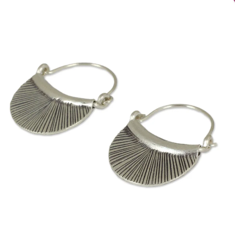 Geometric Drop Earrings for Trend -Handmade Silver Diva Hoop Style Karen Hill Tribe Earrings (Thailand)