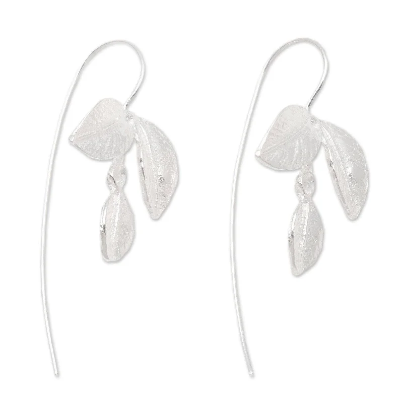 Diamond Drop Earrings for Luxury -NOVICA Triple Leaf, Sterling silver drop earrings - 1.3*0.8