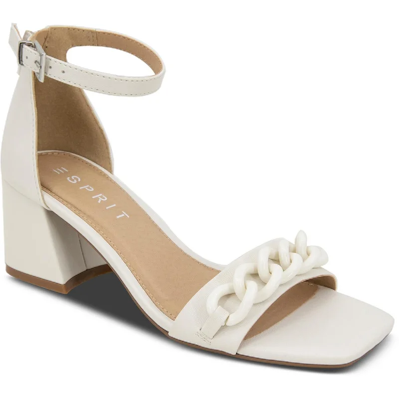 Elegant sandals for women with metallic straps and open-toe design for parties-Esprit Womens Jessa Faux Leather Heels Ankle Strap