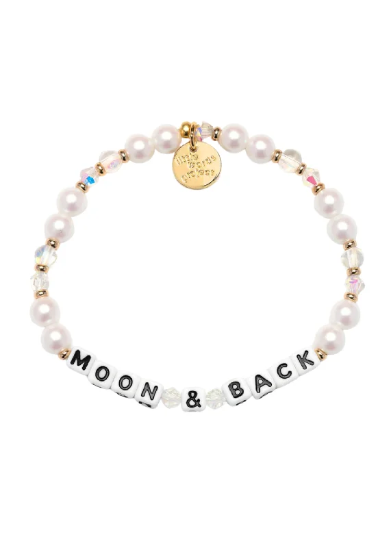 Gold bracelets with delicate diamond charm accents -LITTLE WORDS BRACELET - MOON AND BACK