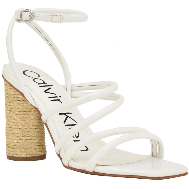 High-heeled sandals for women with strappy details and delicate ankle straps for elegance-Calvin Klein Womens Sizzle Patent Ankle Strap Heels