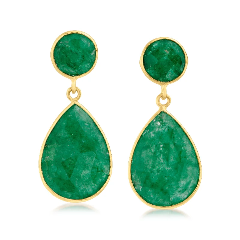 Gothic Drop Earrings with Dark Tone -Ross-Simons Emerald Drop Earrings in 18kt Gold Over Sterling