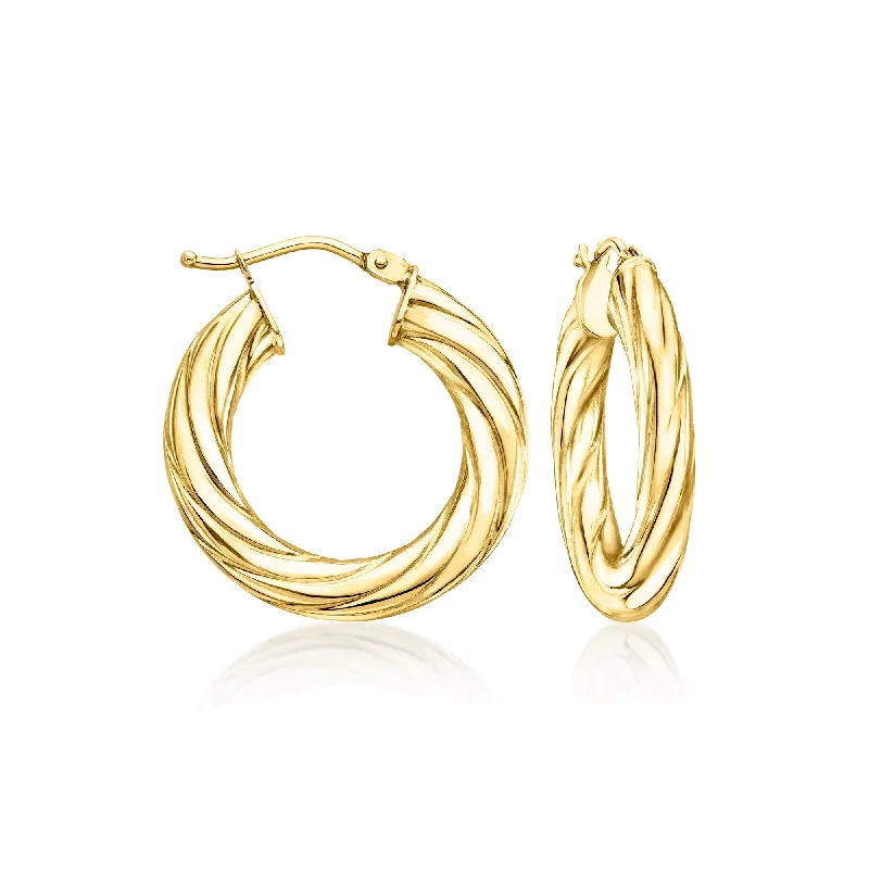 Drop Earrings with Animal Motifs -Canaria Italian 10kt Yellow Gold Twisted Hoop Earrings