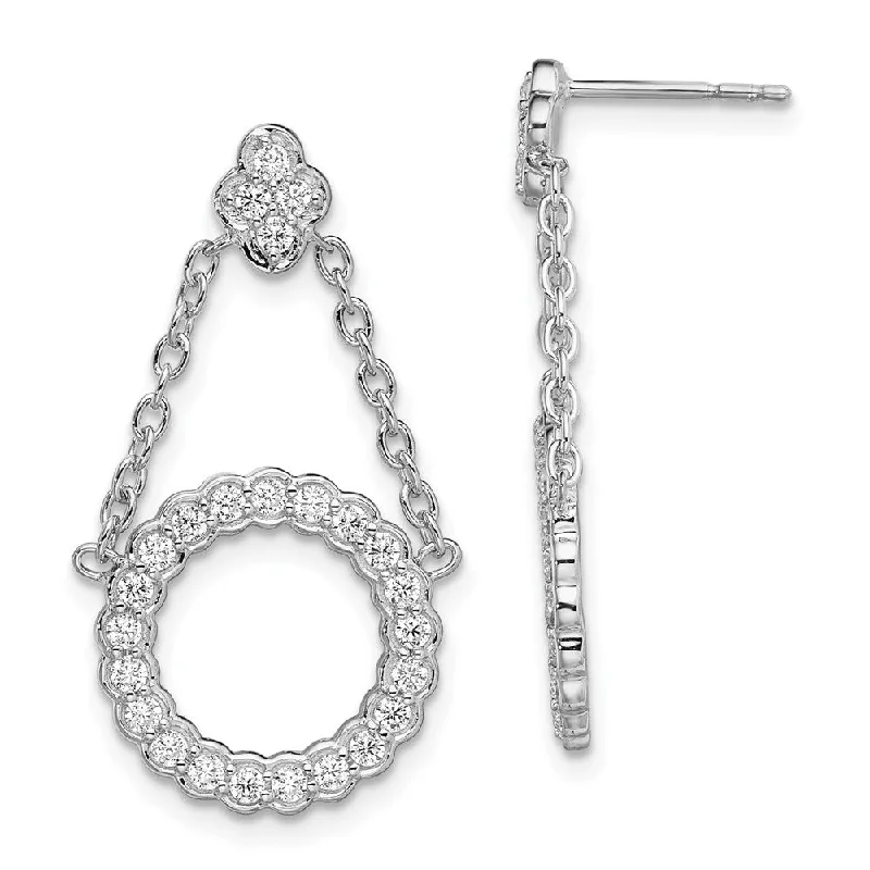 Drop Earrings with Polished Shine -14K White Gold 3/4 ct Lab Grown Diamond Circle Chain Drop Dangle Earrings VS Clarity, G-H Color