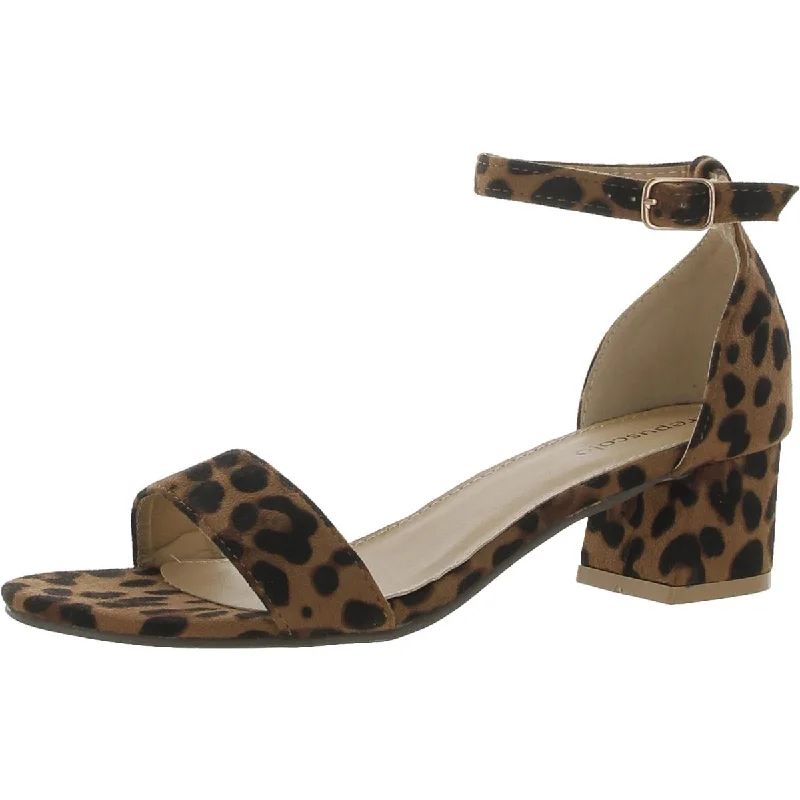 Comfortable sandals for women with cushioned soles and adjustable straps-CREPUSCOLO Womens Animal Print Ankle Strap Heels