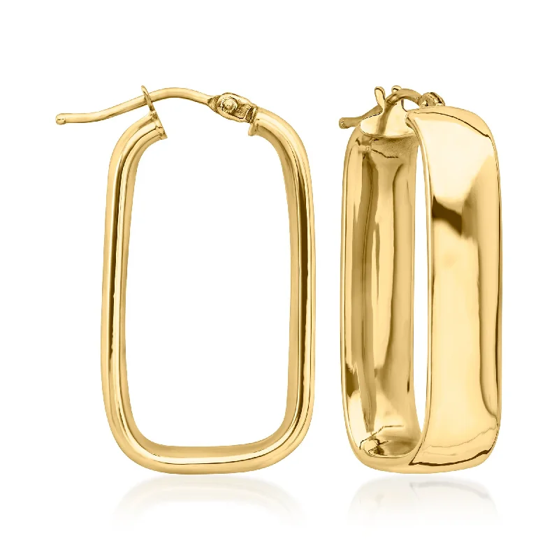 Drop Earrings with Wave Designs -Ross-Simons Italian 18kt Yellow Gold Rectangular Hoop Earrings