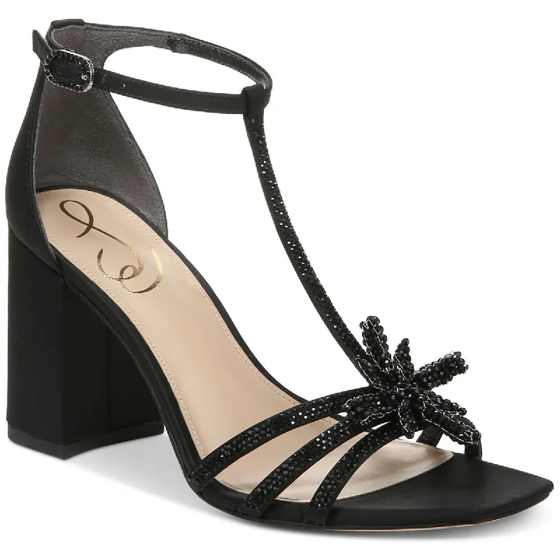 High-heeled sandals for women with strappy details and delicate ankle straps for elegance-Sam Edelman Womens Donnie Ankle Strap Embellished Heels