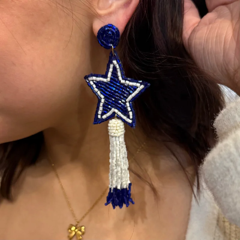 Star Shaped Drop Earrings for Charm -Ready, Set, Stars Beaded Star Tassel Earrings