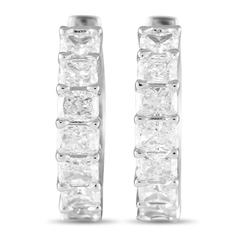 Leverback Drop Earrings for Comfort -LB Exclusive 18K White Gold 2.15 ct Diamond Huggie Hoop Earrings AER-19151