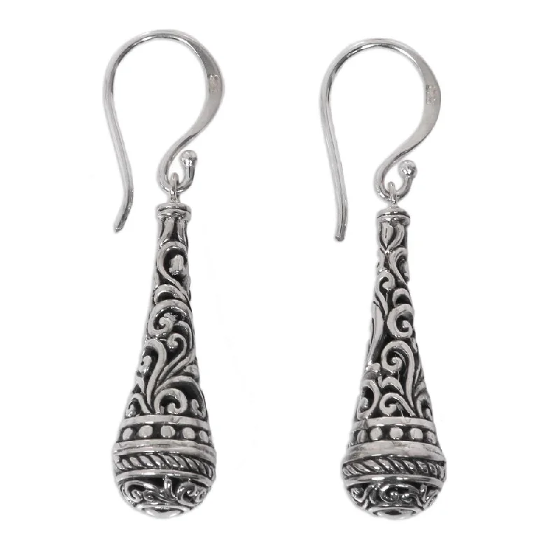 African Drop Earrings with Culture -NOVICA Handmade Sterling Silver Dangle Earrings, 'Silent Scepter' (Indonesia) - 0.3