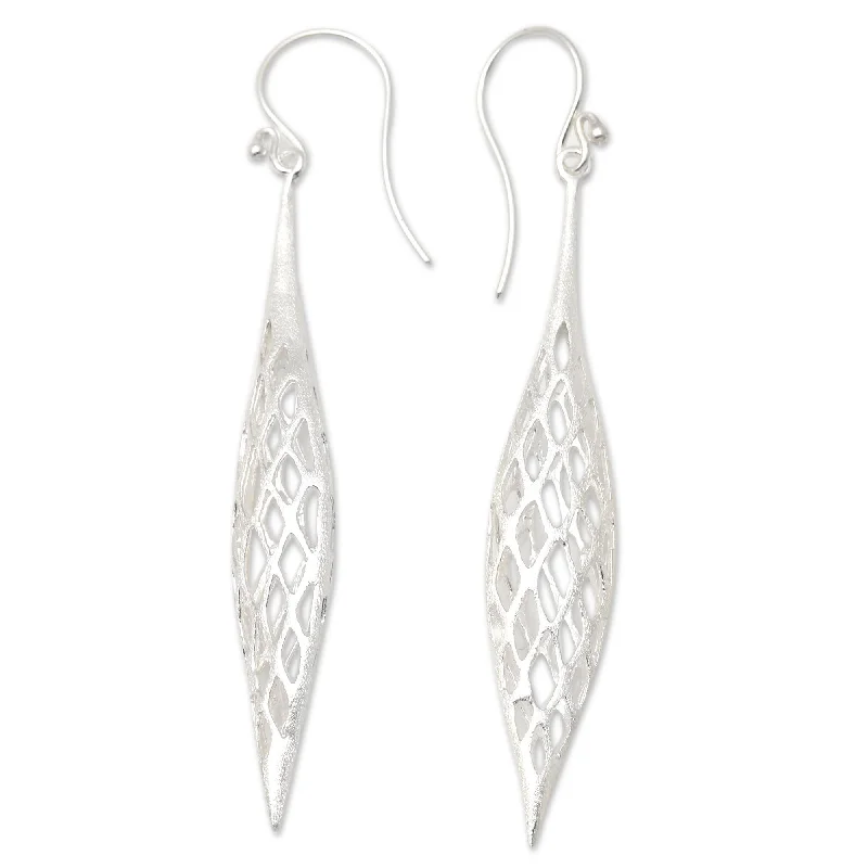 Drop Earrings with Debossed Designs -Novica Handmade Bubu Fish Sterling Silver Dangle Earrings