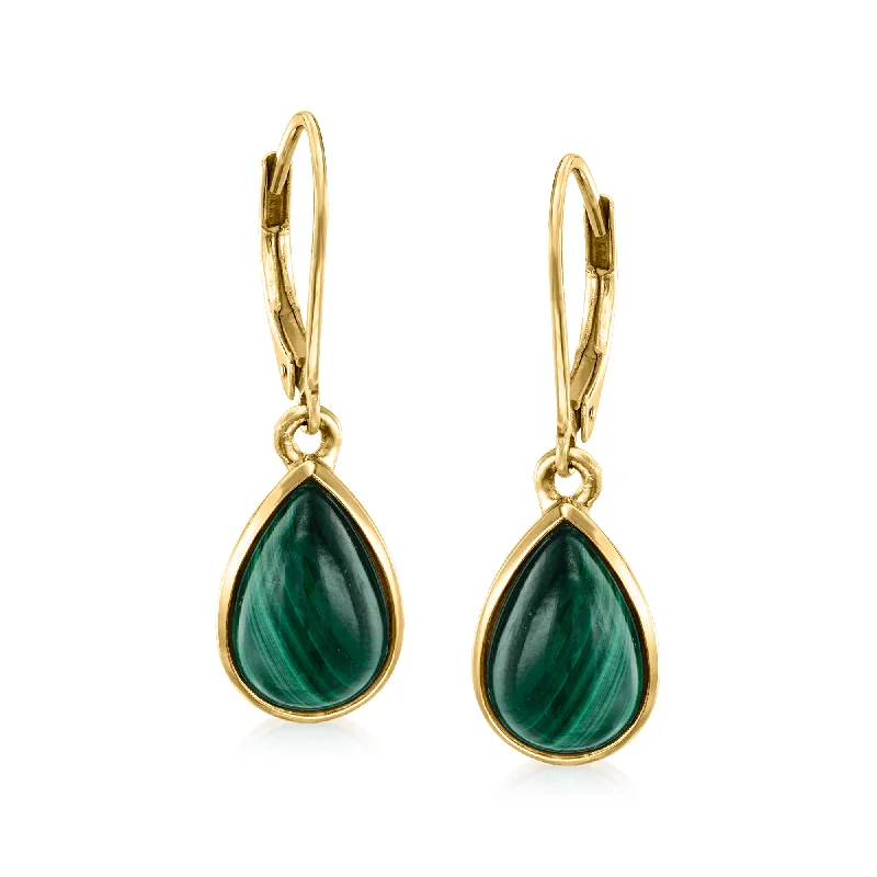 Animal Print Drop Earrings for Fun -Ross-Simons Malachite Drop Earrings in 18kt Gold Over Sterling