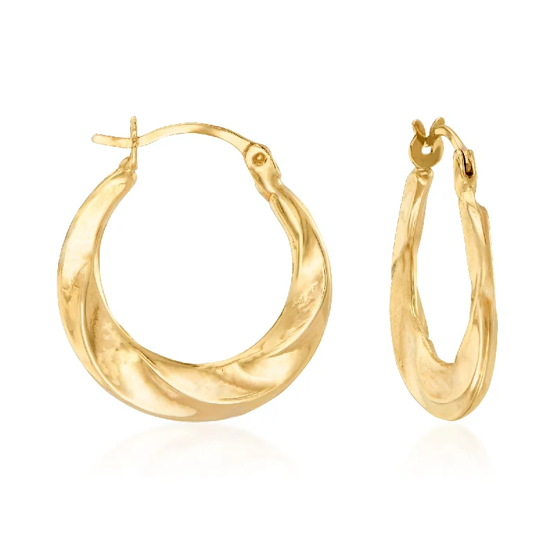 Drop Earrings with Enamel Coating -Ross-Simons 14kt Yellow Gold Twisted Hoop Earrings