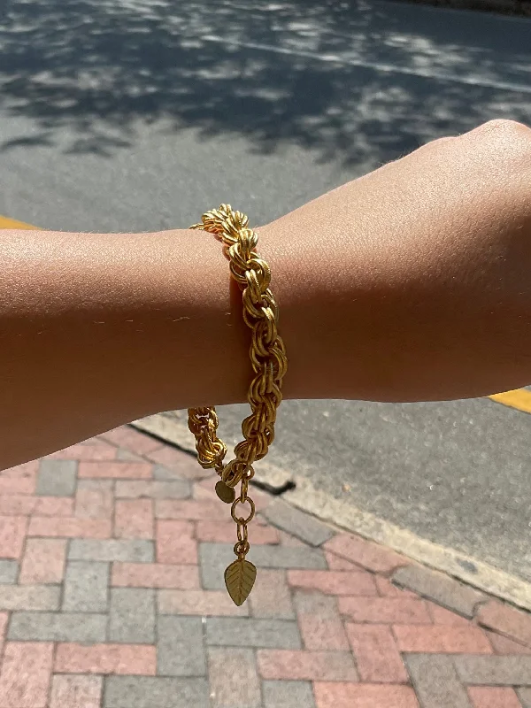 Bangles with claw-set tourmaline for vibrancy -Gold Rope Chain Bracelet