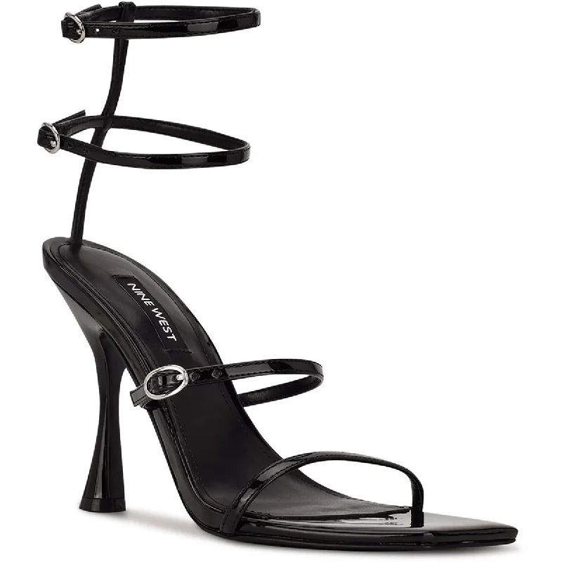 Elegant sandals for women with woven design and high-heeled platform soles-Nine West Womens  Aves 3 Buckle Heels