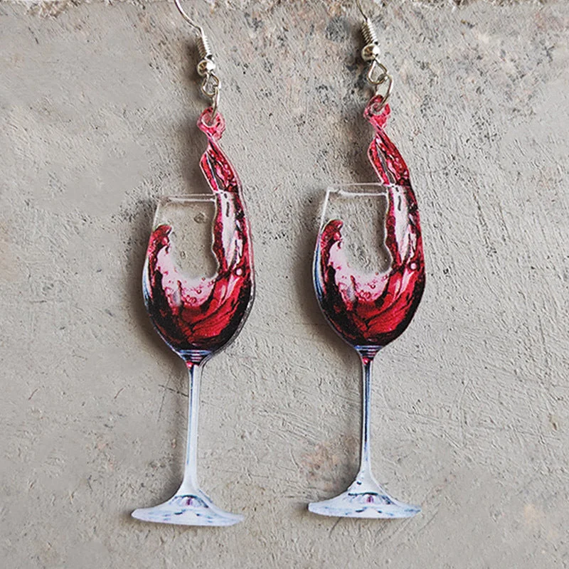 Animal Print Drop Earrings for Fun -Wholesale Wine Glass Beer Red Wine Whiskey Transparent Acrylic Earrings