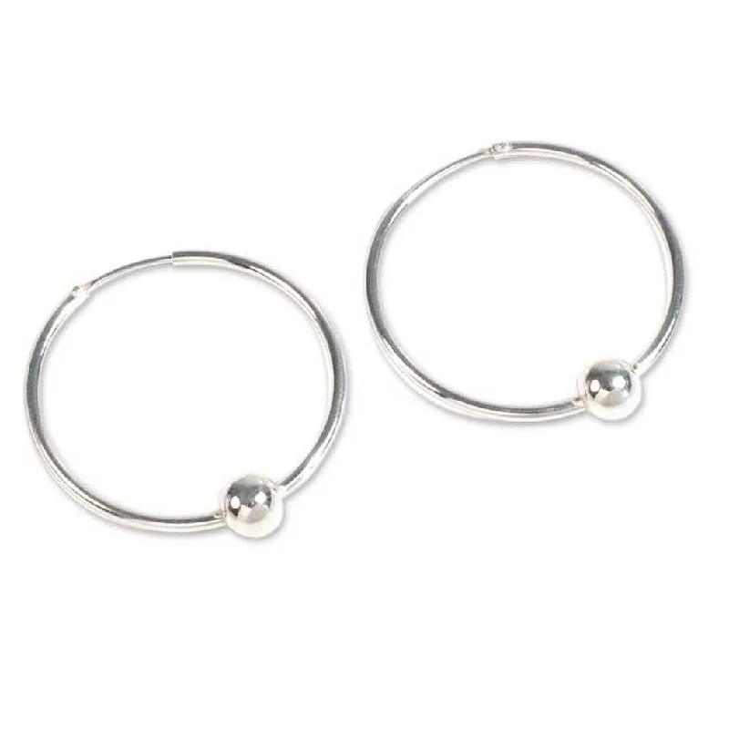 Drop Earrings with Enamel Coating -NOVICA Luminous Orbits, Sterling silver hoop earrings - 2*1.9