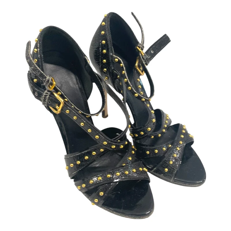 Elegant sandals for women with high heels and lace-up design for formal events-MIU MIU/Heels/US 6/Leather/BLK/