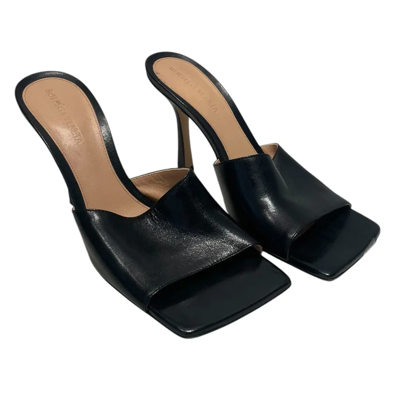 High-heeled sandals for women with thin straps and metallic shine for evening wear-BOTTEGA VENETA/Heels/EU 38/BLK/MULE