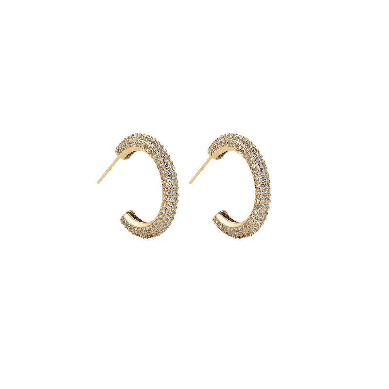 Waterproof Drop Earrings for Outdoor -Medium Micro Pave Hoop Earrings