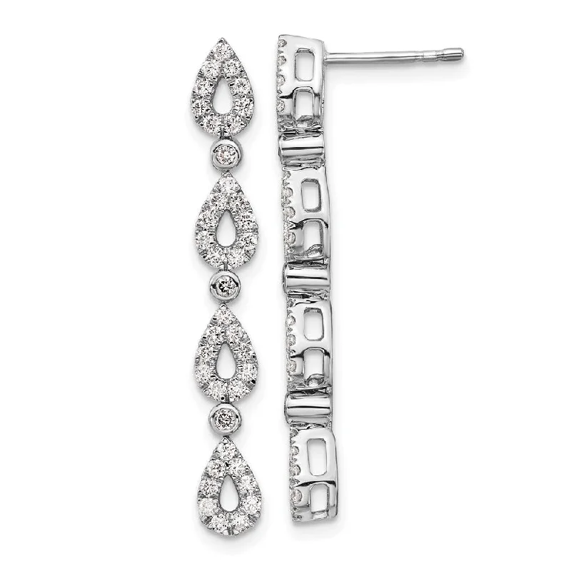 Contemporary Drop Earrings for Fashion -14K White Gold 0.80 ct Lab Grown Diamond Teardrop Dangle Earrings VS Clarity, G-H Color