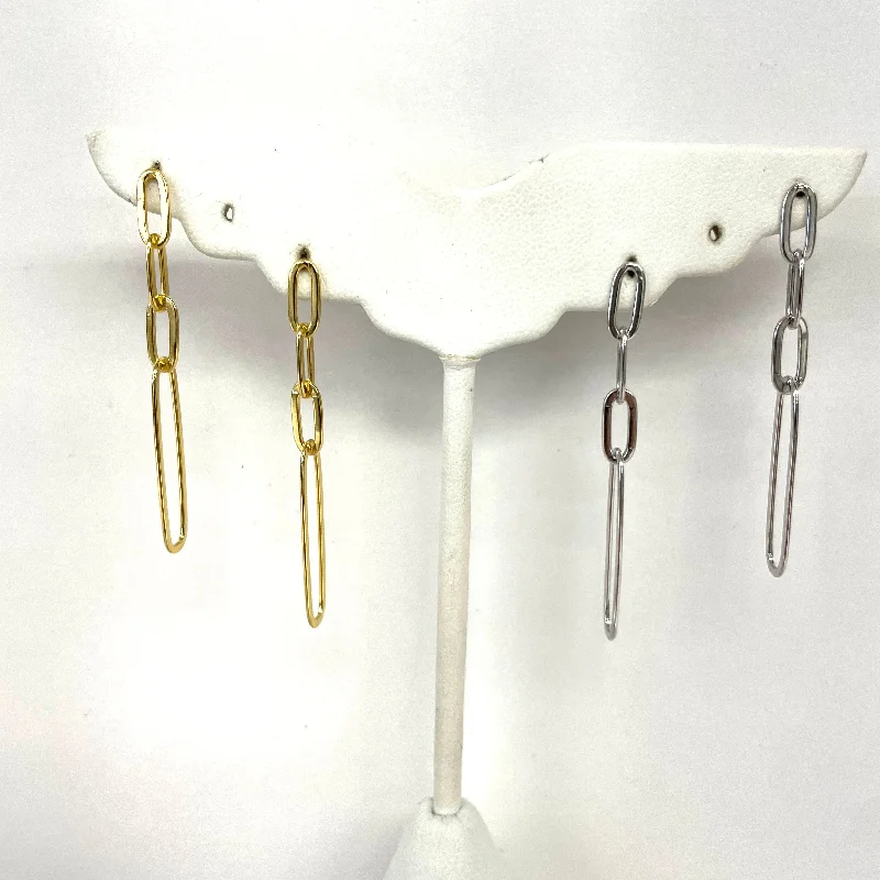 Drop Earrings for Festival Style -Chain Link Post Earrings