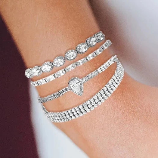 Bracelets with engraved messages for sentiment -Triple Take Three Row CZ Bracelet