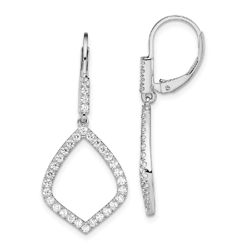 Drop Earrings with Star Motifs -14K White Gold 3/4 ct Lab Grown Diamond Teardrop Leverback Earrings VS Clarity, G-H Color