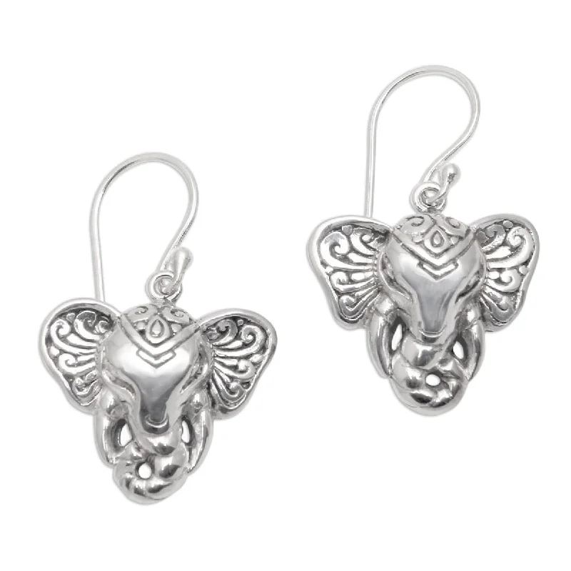 Crystal Drop Earrings for Sparkle -NOVICA Elephant King, Sterling silver dangle earrings - 1.3*0.8