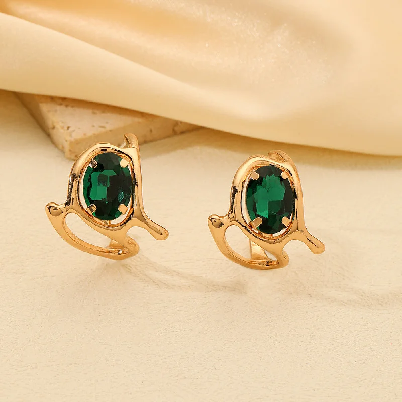 Star Shaped Drop Earrings for Charm -Wholesale Fashion Irregular Geometric Emerald C-shaped Earrings