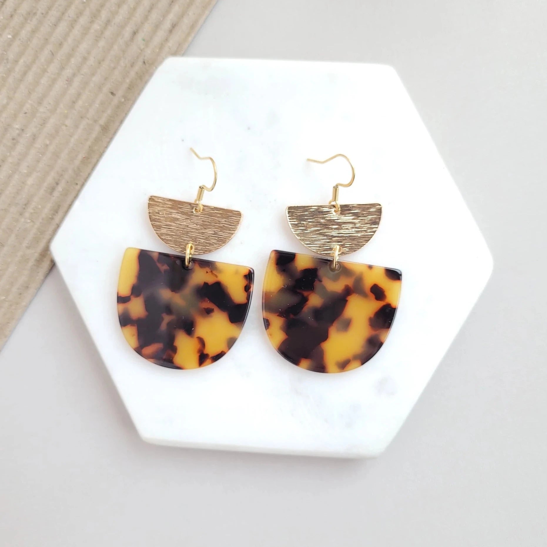 Indian Drop Earrings with Intricacy -Harper Tortoise Acrylic Earrings