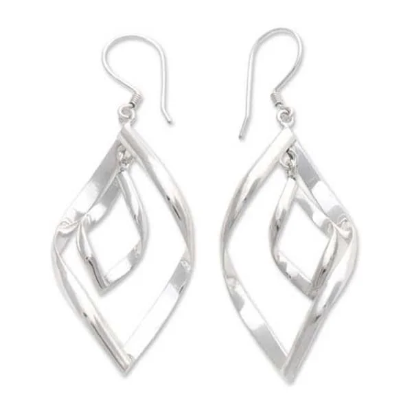 Drop Earrings for Gym Workout -Sterling Silver 'Infinite Dance' Dangle Earrings