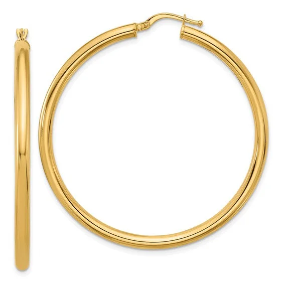 Drop Earrings for School Uniform -Large Hoop Earrings  - 14kt Yellow Gold