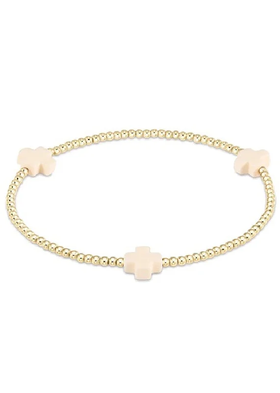 Bracelets with sleek topaz for icy shine -SIGNATURE CROSS BRACELET - OFF-WHITE