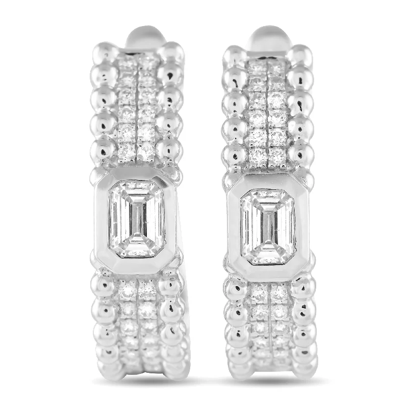 Drop Earrings with Etched Designs -LB Exclusive 18K White Gold 1.0ct Diamond Earrings AER-19785