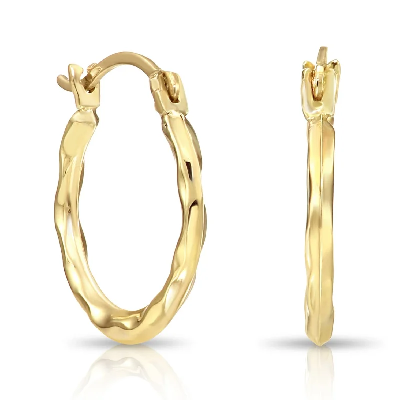 Lead Free Drop Earrings for Health -10K Yellow Gold Twisted Oval Hoop Earrings, 12.5mm