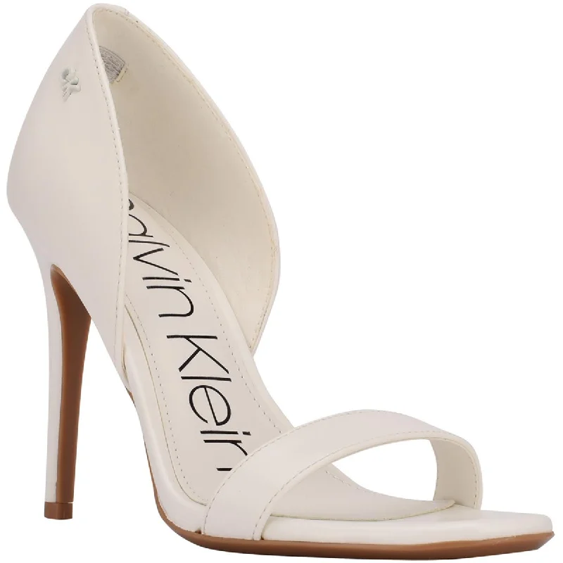 Stylish sandals for women with platform soles and trendy ankle straps-Calvin Klein Womens Metino Faux Leather Open Toe D'Orsay Heels