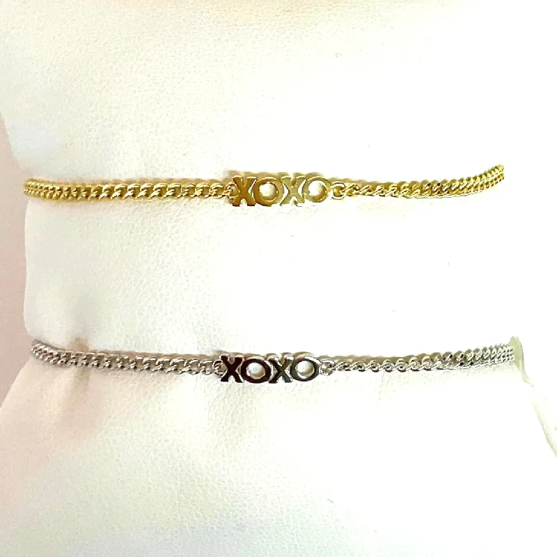 Bangles with sleek matte finish for subtlety -Sterling / Gold Filled Mini XOXO Bracelet