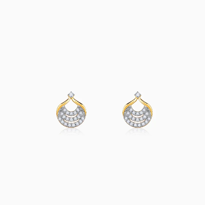 Drop Earrings with Abstract Designs -Gold Moonbeam Diamond Earrings