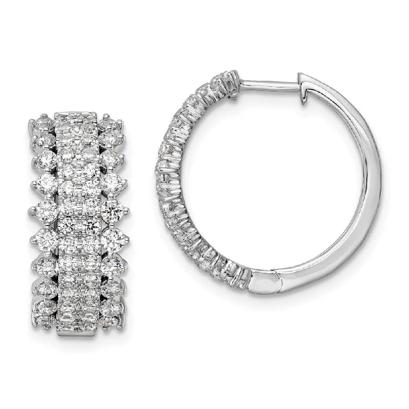 Clip On Drop Earrings for Non Pierced -14k Gold 2 ct Lab Grown Diamond Hinged Hoop Earrings VS Clarity, G-H Color