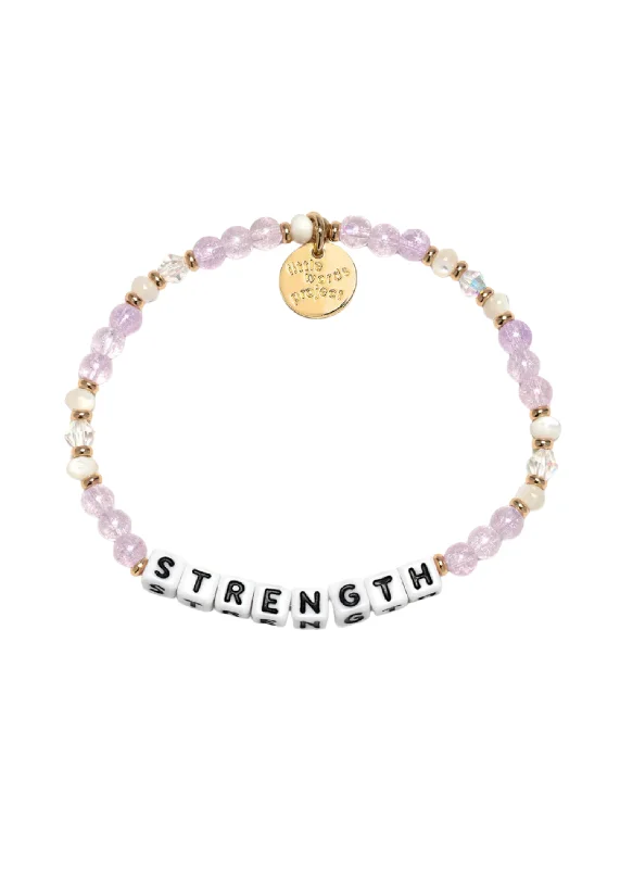 Bracelets with opal gems for iridescent glow -LITTLE WORDS BRACELET - STRENGTH