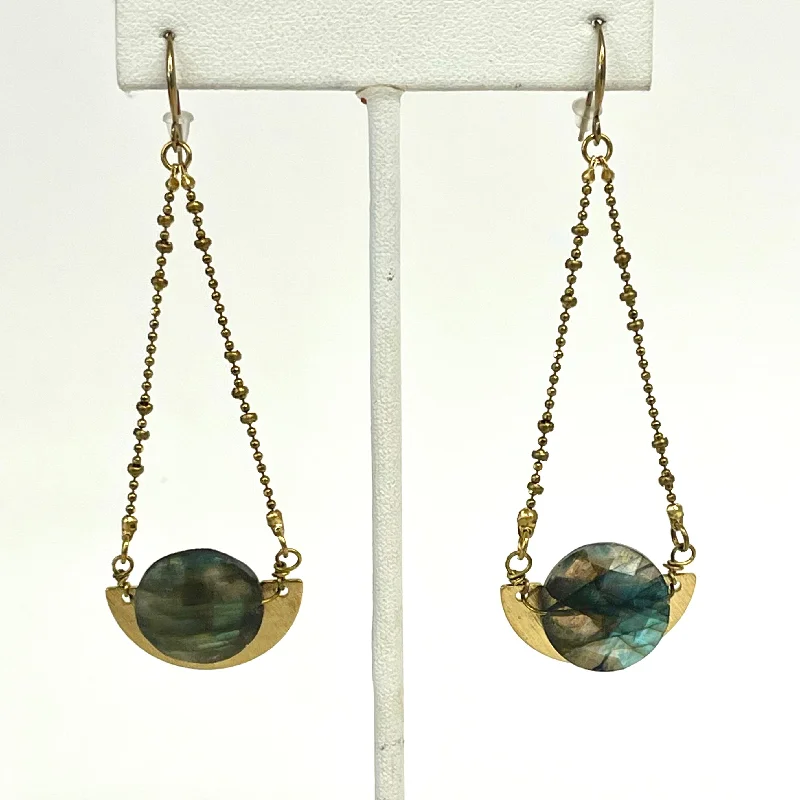 Drop Earrings for Festival Style -Labradorite Half Moon Eclipse Earrings