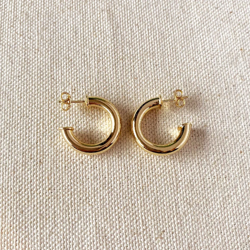 Push Back Drop Earrings for Convenience -Anne 18k Gold Filled Half-Hoops Earrings