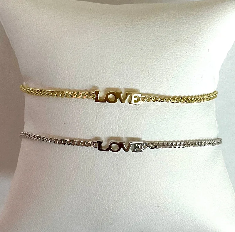 Bangles with claw-set stones for security -Sterling/ Gold Filled Mini Love Bracelet